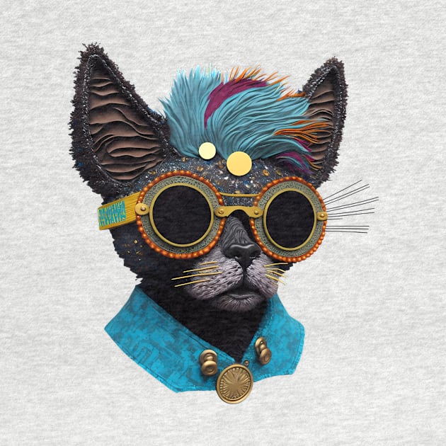 Black Cat wearing Sunglasses Sticker by MeatLuvers
